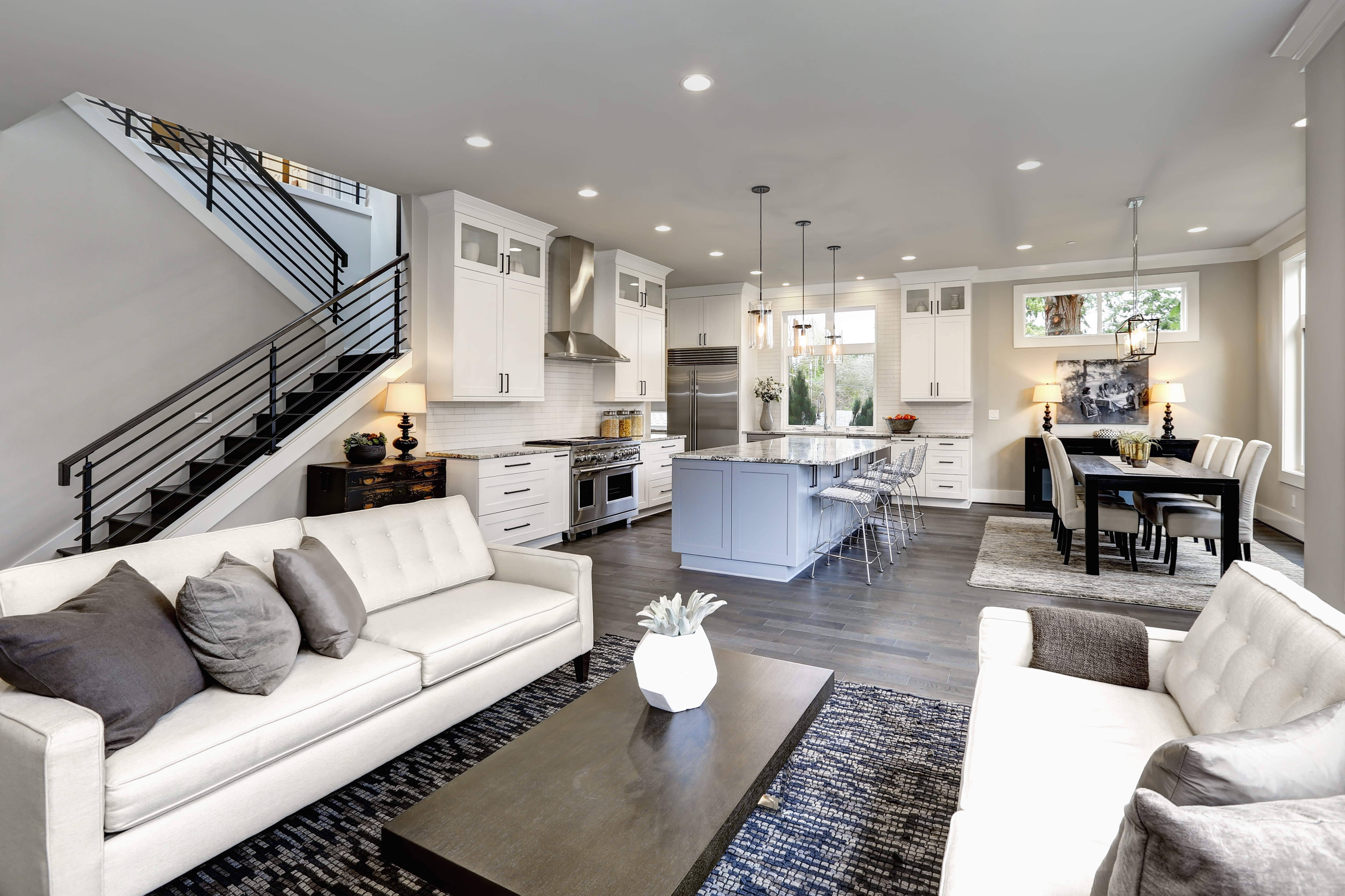 Modern home renovation with open concept living space